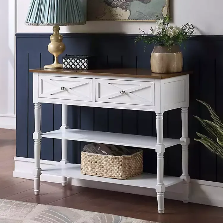 Console Tables-Kirklands Home Wood & Traditional Console Table White