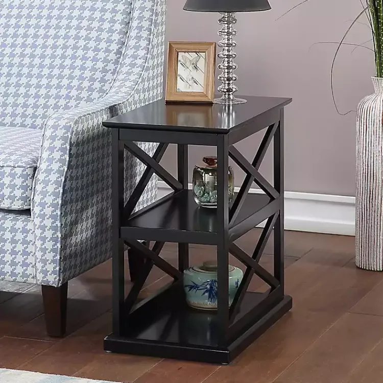 Accent & End Tables-Kirklands Home Wood Double X Sides Accent Table Black