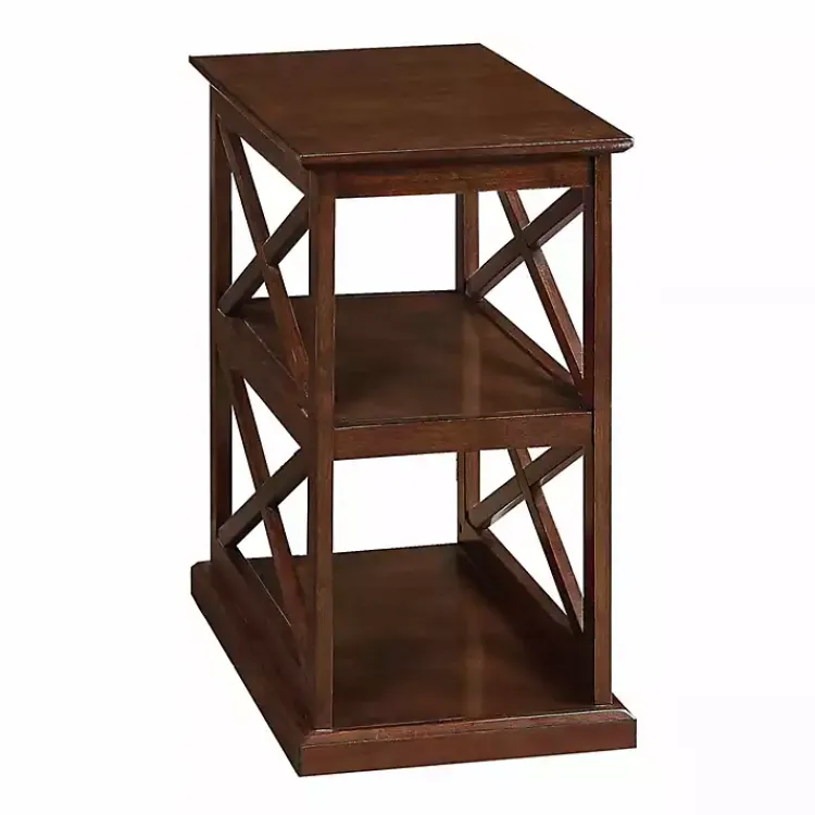 Accent & End Tables-Kirklands Home Wood Double X Sides Accent Table Brown