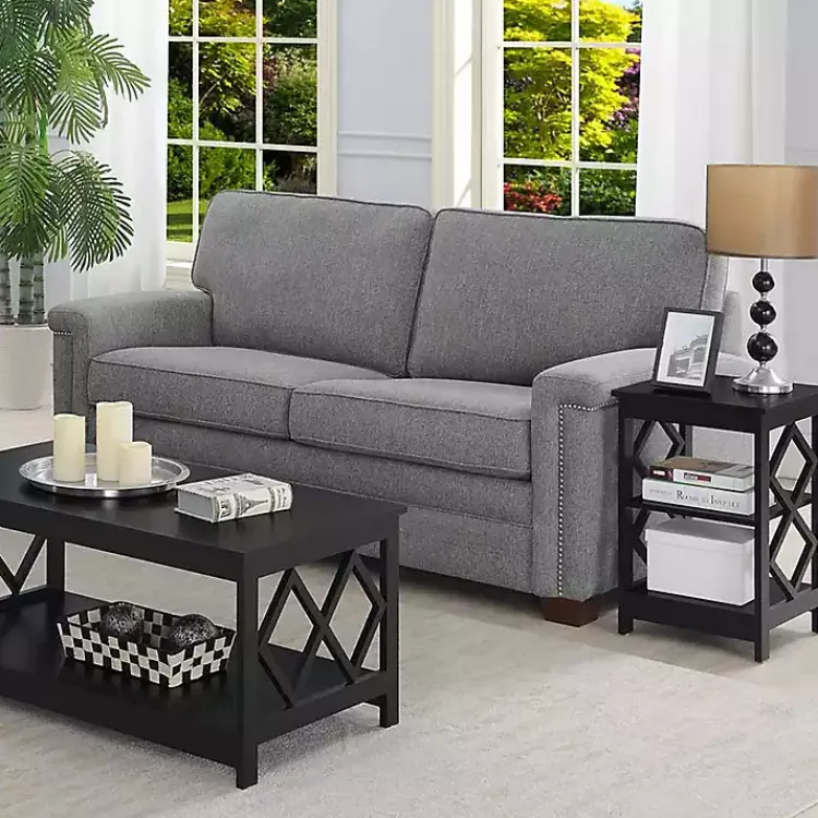 Accent & End Tables-Kirklands Home Wood Diamond 2-Tier Accent Table Black