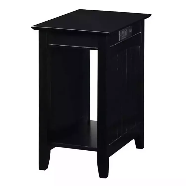 Accent & End Tables-Kirklands Home Wood Charging Open Accent Table Black