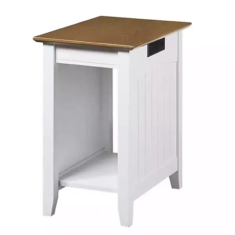 Accent & End Tables-Kirklands Home Wood & Two-Tone Charging Open Accent Table White