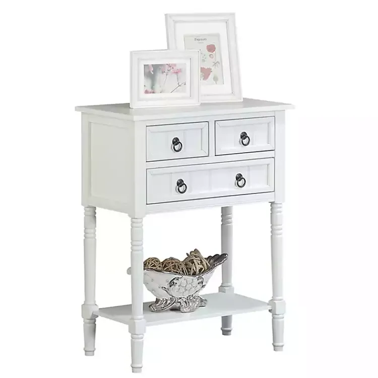 Accent & End Tables-Kirklands Home 3-Drawer Turned Legs Accent Table White