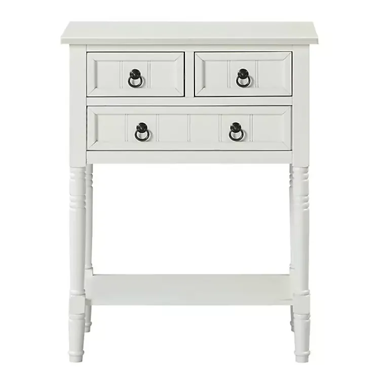 Accent & End Tables-Kirklands Home 3-Drawer Turned Legs Accent Table White