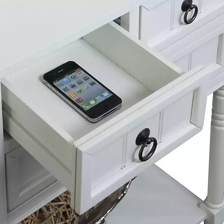 Accent & End Tables-Kirklands Home 3-Drawer Turned Legs Accent Table White