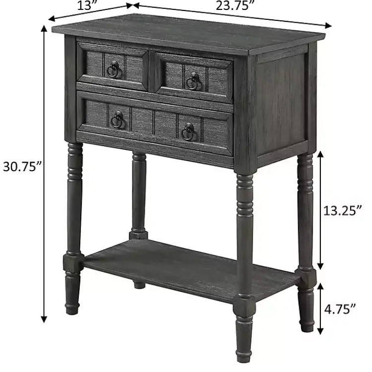 Accent & End Tables-Kirklands Home 3-Drawer Turned Legs Accent Table Gray