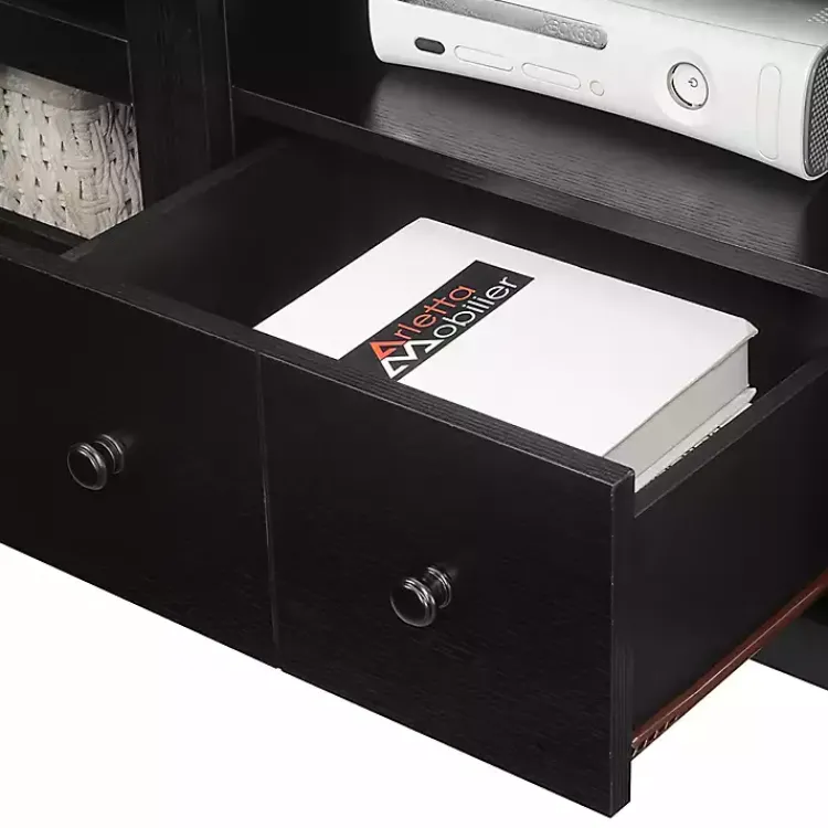 Tv Stands & Media Consoles-Kirklands Home Wood 2-Door Windowpane Media Cabinet Black