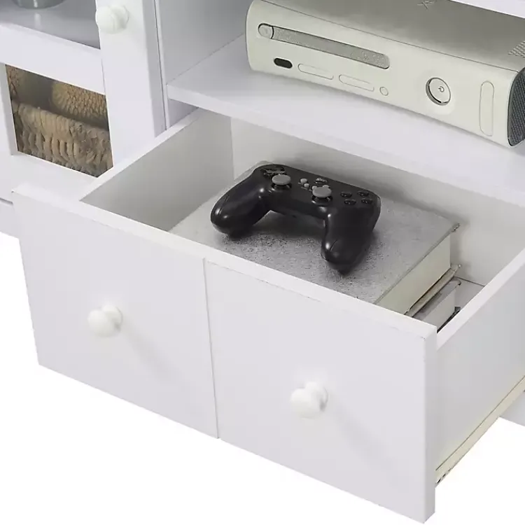 Tv Stands & Media Consoles-Kirklands Home Wood 2-Door Windowpane Media Cabinet White