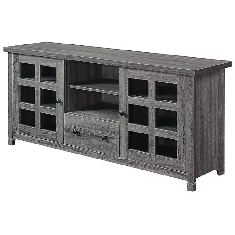 Tv Stands & Media Consoles-Kirklands Home Wood 2-Door Windowpane Media Cabinet Gray