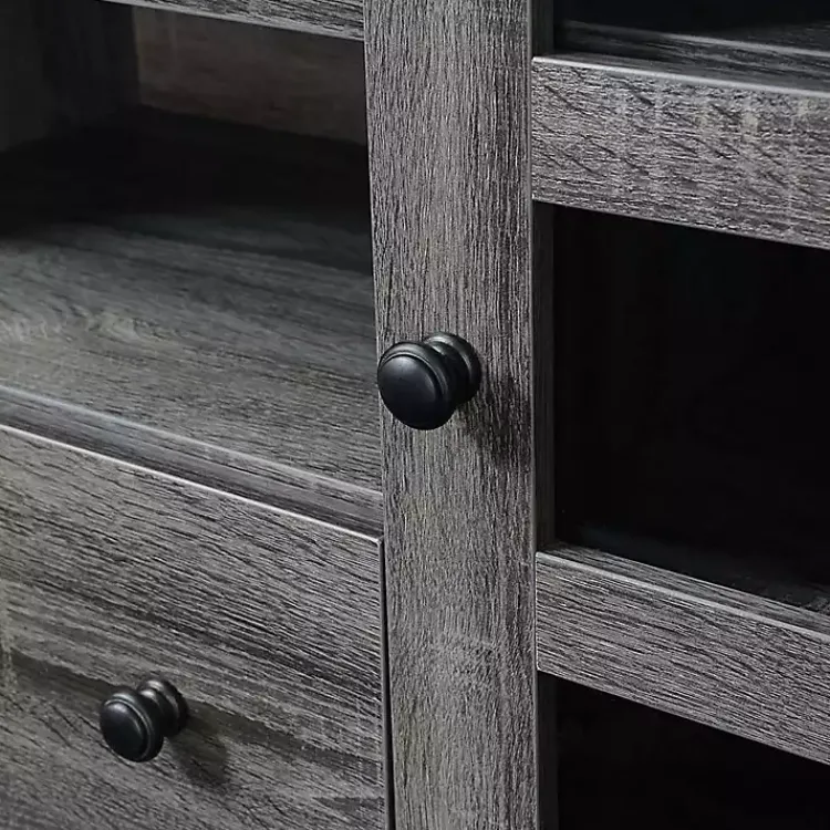 Tv Stands & Media Consoles-Kirklands Home Wood 2-Door Windowpane Media Cabinet Gray