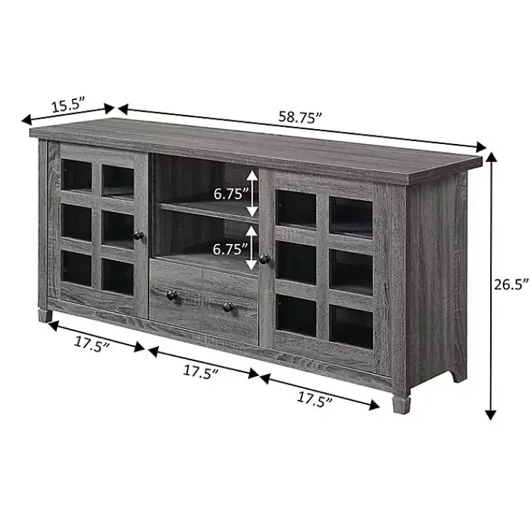 Tv Stands & Media Consoles-Kirklands Home Wood 2-Door Windowpane Media Cabinet Gray