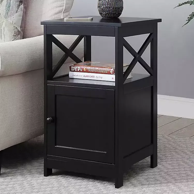 Accent & End Tables-Kirklands Home Wood X Sides Storage Accent Table Black
