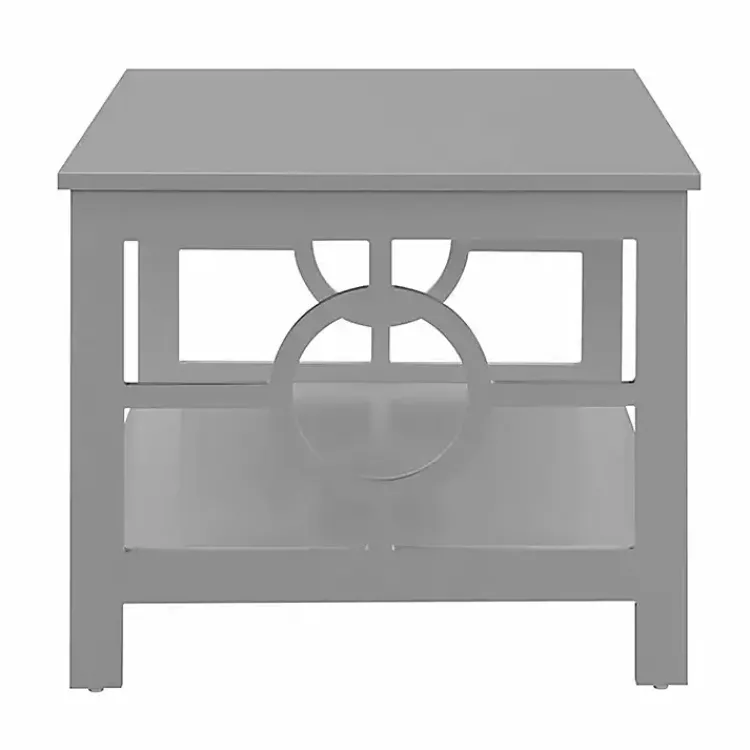 Coffee Tables-Kirklands Home Light Circle Cut-Out Sides Coffee Table Gray