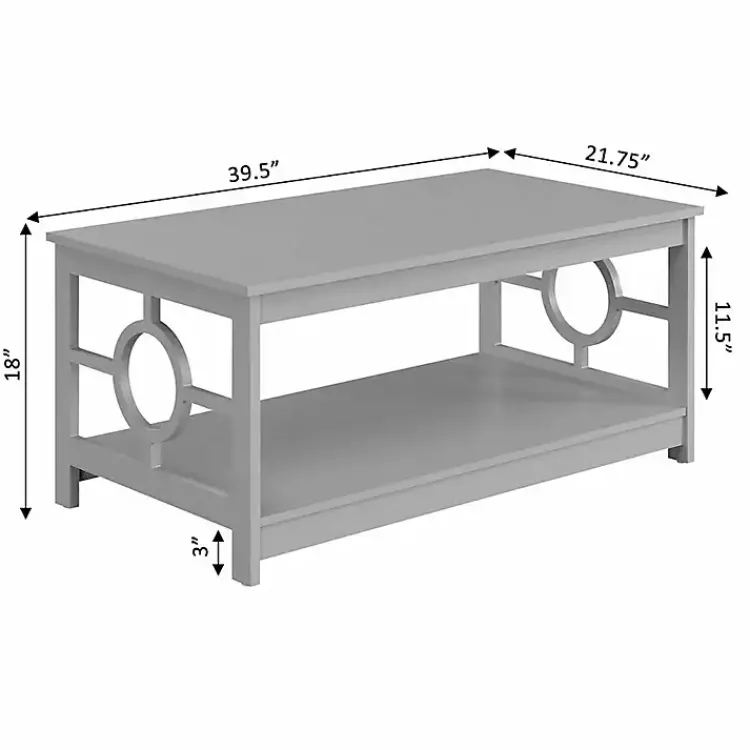 Coffee Tables-Kirklands Home Light Circle Cut-Out Sides Coffee Table Gray