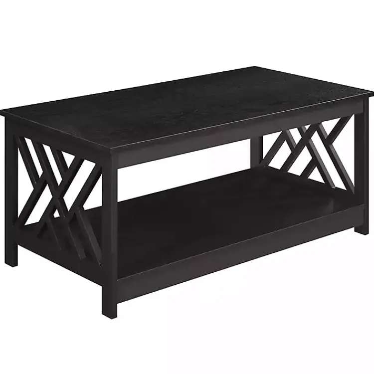 Coffee Tables-Kirklands Home Espresso Cut-Out Sides Coffee Table Brown