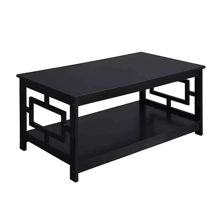 Coffee Tables-Kirklands Home Square Cut-Out Sides Coffee Table Black