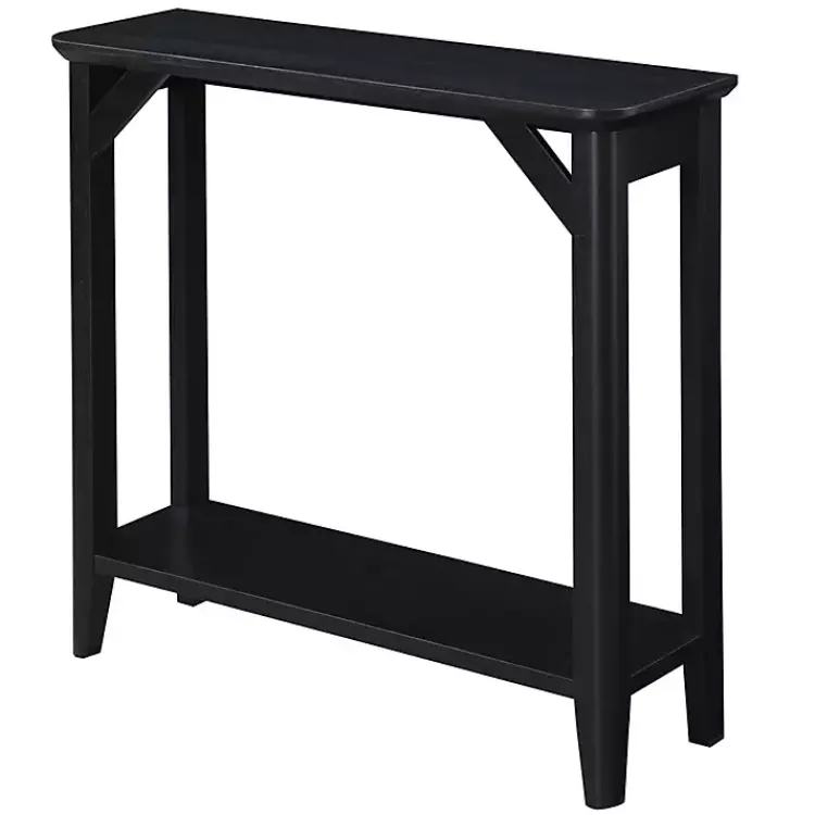 Console Tables-Kirklands Home Tapered Legs Rustic Console Table Black
