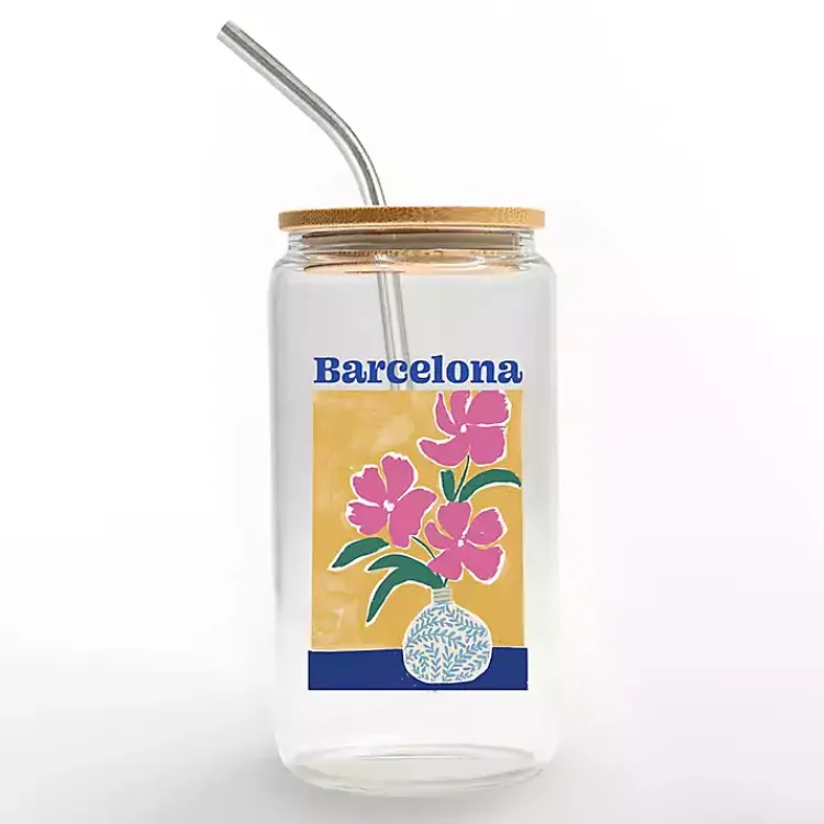 Glassware & Drinkware-Kirklands Home Floral Barcelona Glass Tumbler