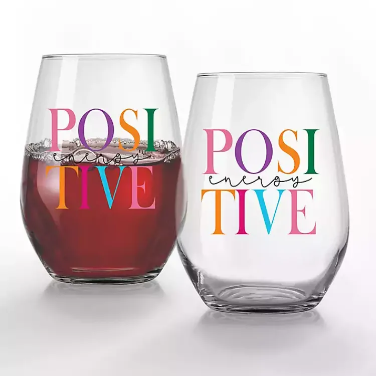 Glassware & Drinkware-Kirklands Home Positive Energy Stemless Wine Glasses, Set of 2 Multi