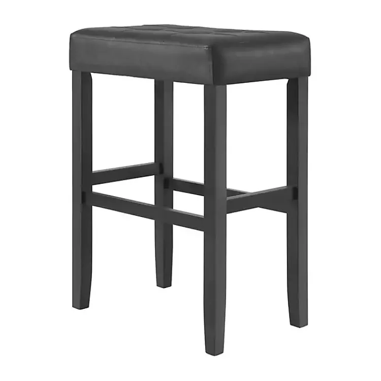 Bar Stools & Counter Height Stools-Kirklands Home Faux Leather Tufted Madison Bar Stool Black