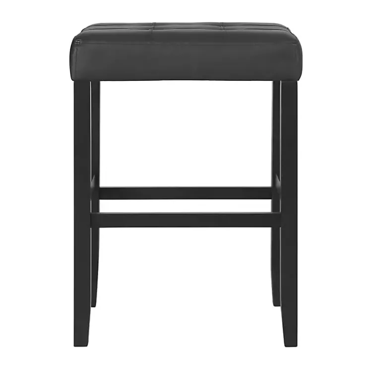 Bar Stools & Counter Height Stools-Kirklands Home Faux Leather Tufted Madison Bar Stool Black