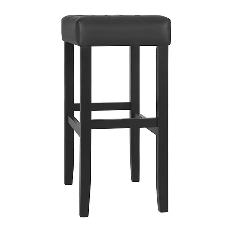 Bar Stools & Counter Height Stools-Kirklands Home Faux Leather Tufted Madison Bar Stool Black