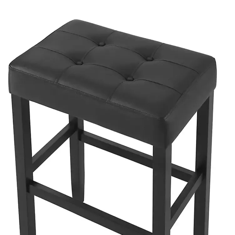 Bar Stools & Counter Height Stools-Kirklands Home Faux Leather Tufted Madison Bar Stool Black