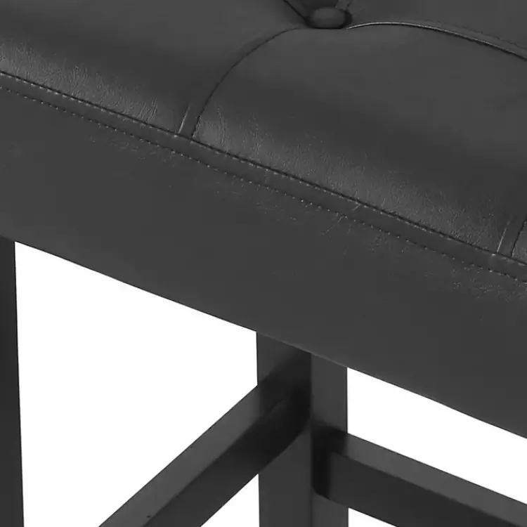 Bar Stools & Counter Height Stools-Kirklands Home Faux Leather Tufted Madison Bar Stool Black