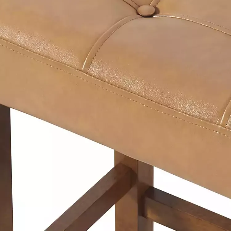 Bar Stools & Counter Height Stools-Kirklands Home Faux Leather Madison Walnut Counter Stool Tan