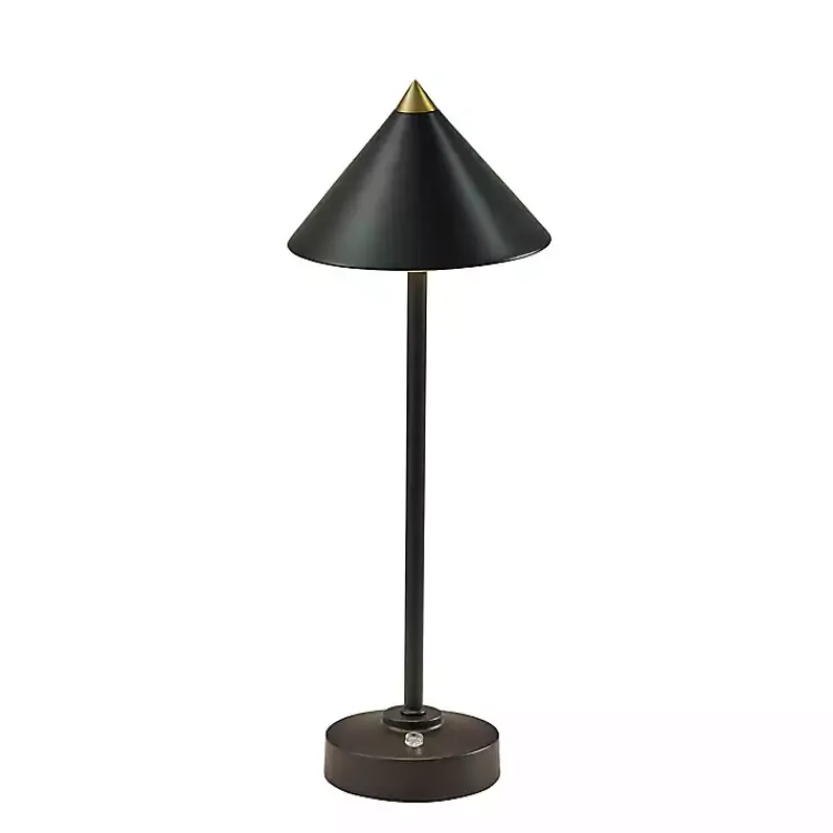 Outdoor Lighting-Kirklands Home Metal Cone Shade Cordless Table Lamp Black