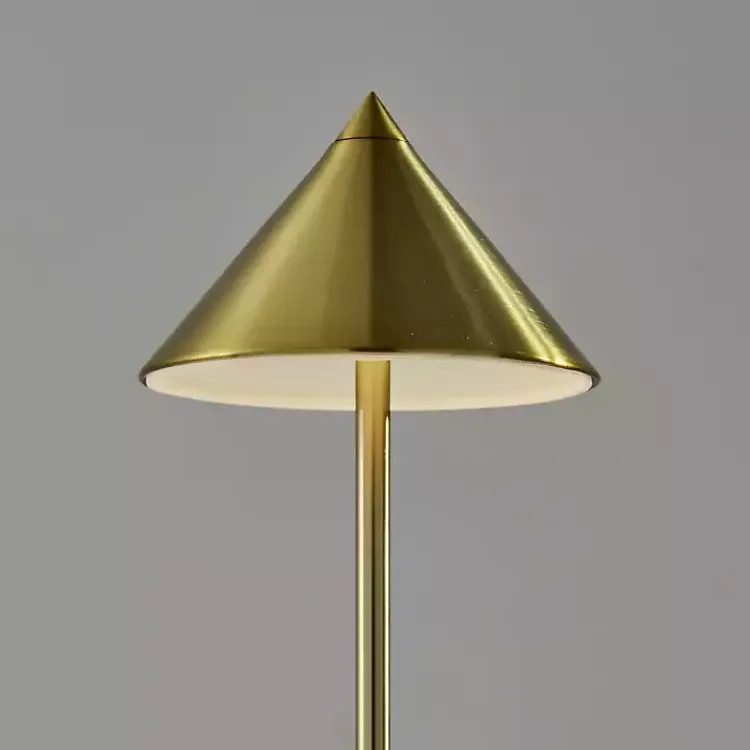 Outdoor Lighting-Kirklands Home Brass Metal Cone Shade Cordless Table Lamp Gold