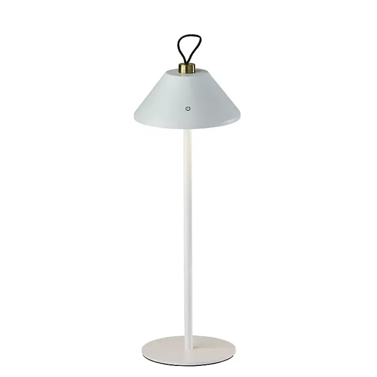 Outdoor Lighting-Kirklands Home Metal Frosted Light Cordless Table Lamp White