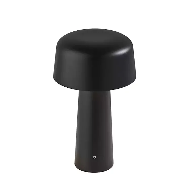 Outdoor Lighting-Kirklands Home Metal Dome Frosted Light Cordless Table Lamp Black