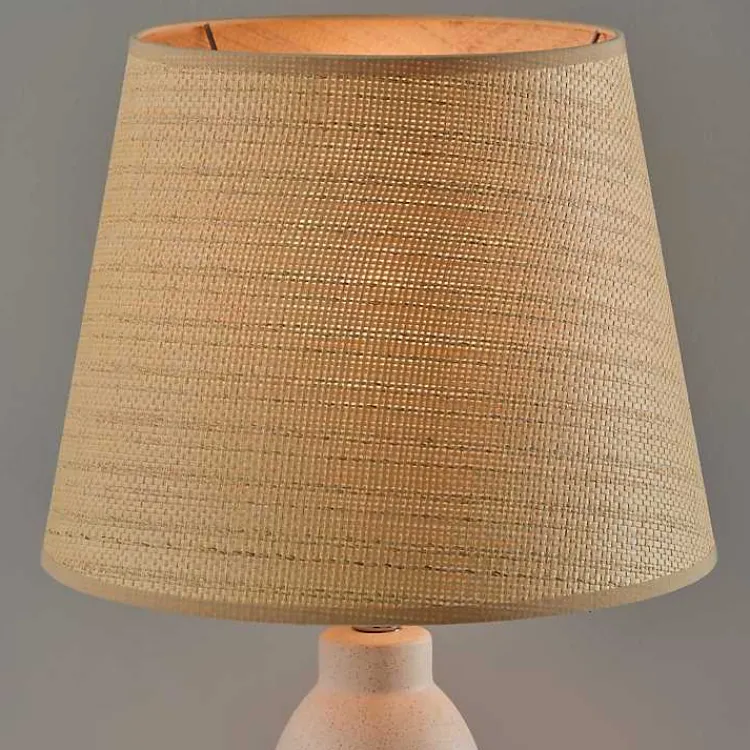 Table Lamps-Kirklands Home Ivory Ceramic Woven Rat Shade Table Lamp Tan