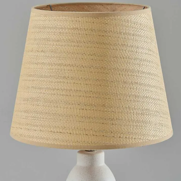 Table Lamps-Kirklands Home Ivory Ceramic Woven Rat Shade Table Lamp Tan