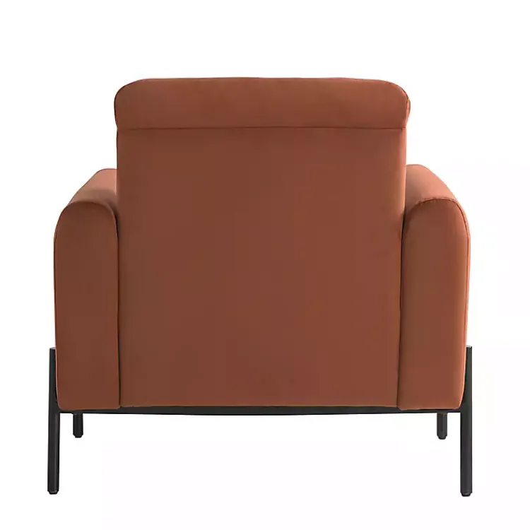 Accent Chairs-Kirklands Home Rust Velvet Upholstered Knox Accent Chair Orange