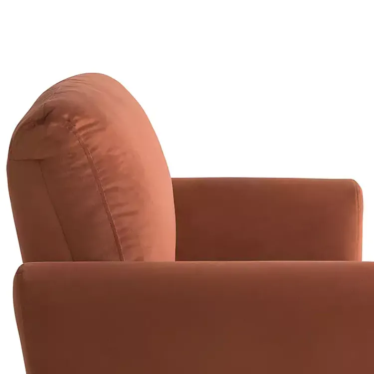 Accent Chairs-Kirklands Home Rust Velvet Upholstered Knox Accent Chair Orange