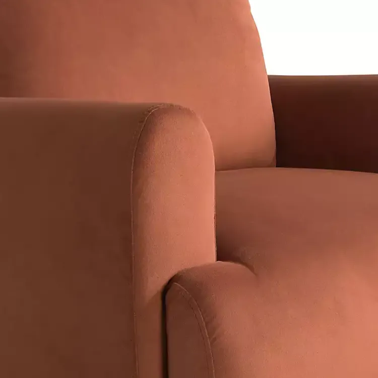 Accent Chairs-Kirklands Home Rust Velvet Upholstered Knox Accent Chair Orange