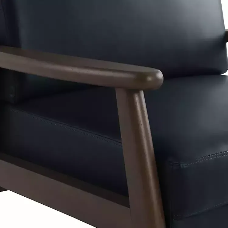 Accent Chairs-Kirklands Home Navy Faux Leather Ambon Accent Chair Blue