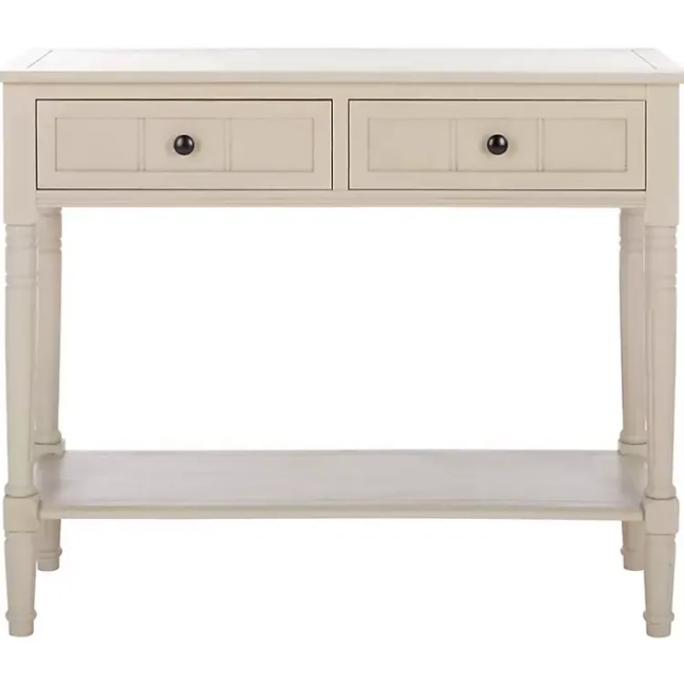 Console Tables-Kirklands Home Vintage 2-Drawer Samantha Console Table Gray