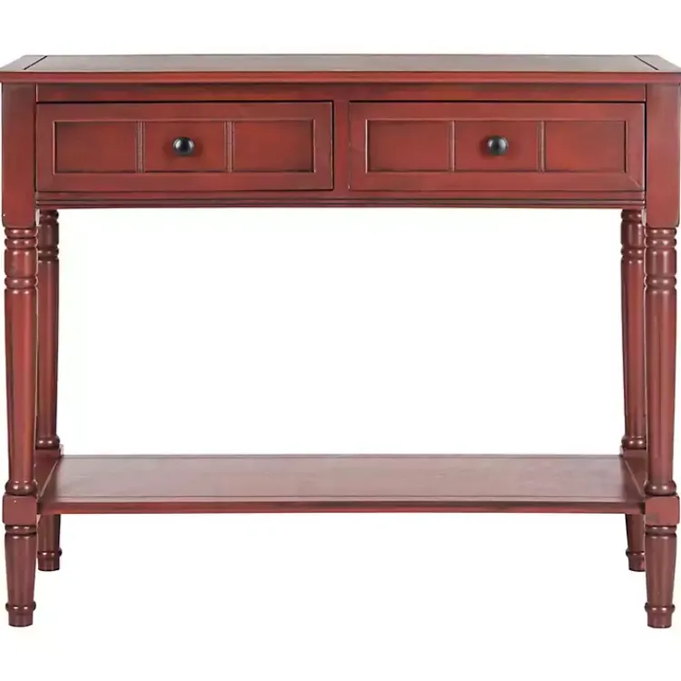 Console Tables-Kirklands Home Warm 2- Drawer Samantha Console Table Red