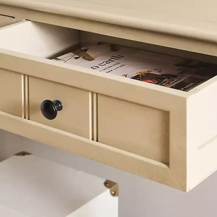 Console Tables-Kirklands Home Warm Natural 2- Drawer Samantha Console Table Tan