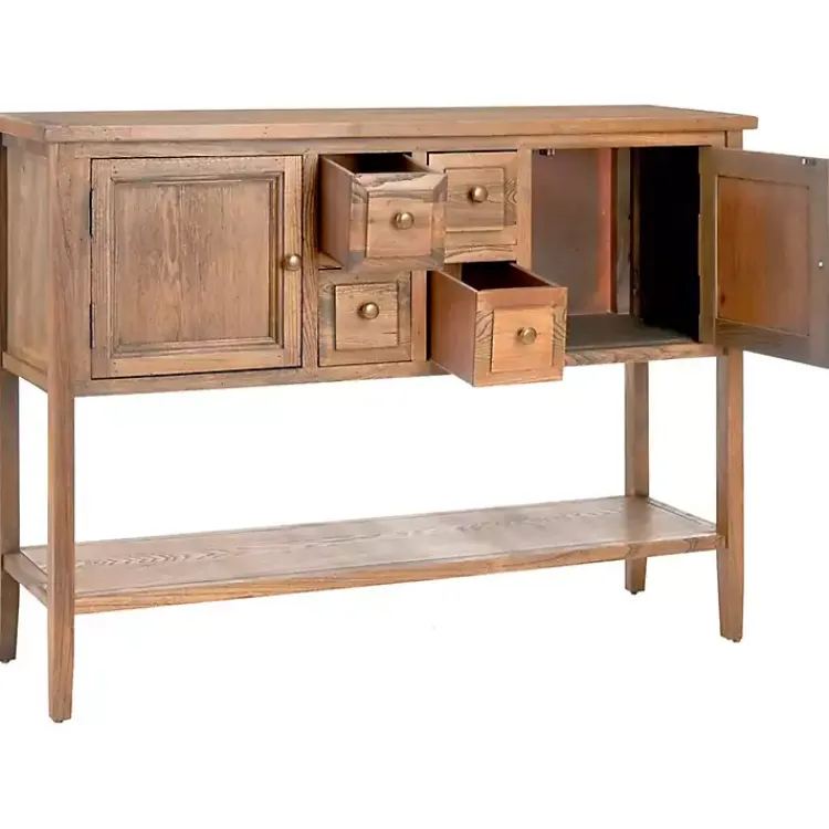 Cabinets & Sideboards-Kirklands Home Natural Oak 4-Drawer Charlotte Sideboard Brown