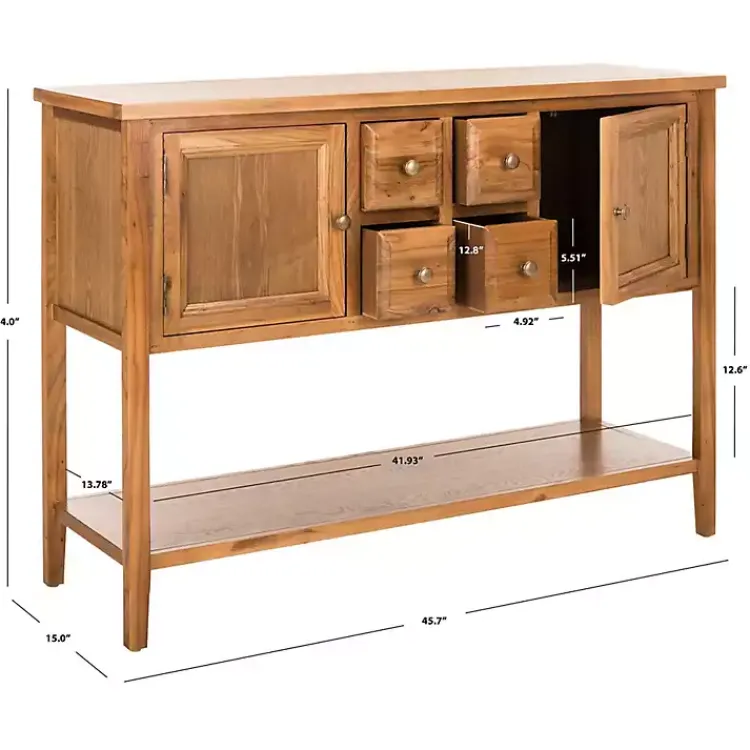 Cabinets & Sideboards-Kirklands Home Natural Oak 4-Drawer Charlotte Sideboard Brown