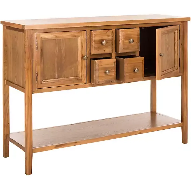 Cabinets & Sideboards-Kirklands Home Natural Oak 4-Drawer Charlotte Sideboard Brown