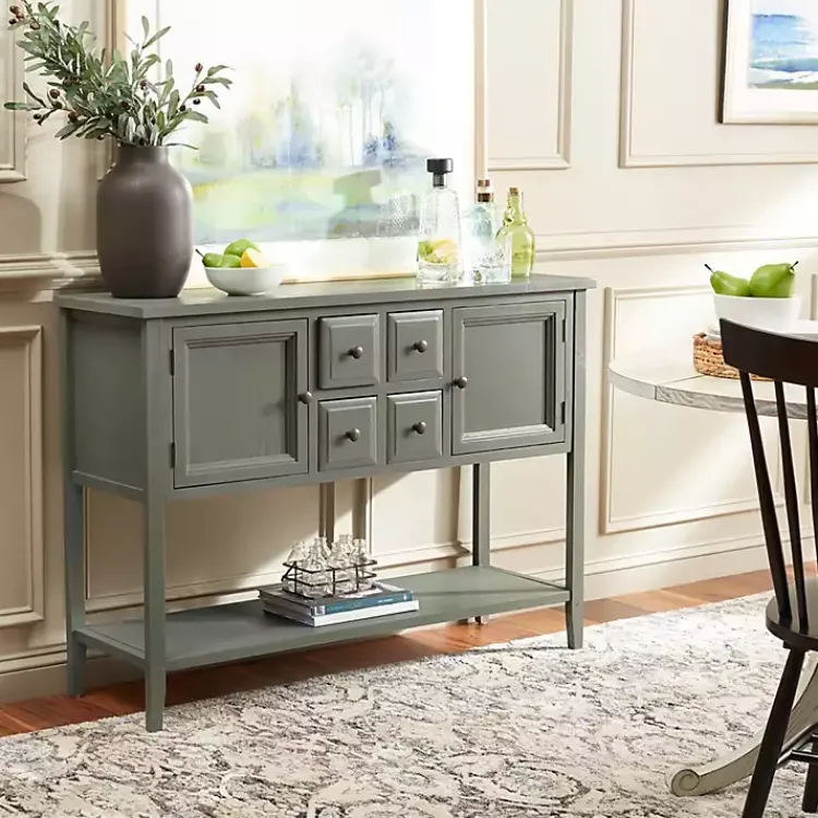 Cabinets & Sideboards-Kirklands Home Rustic 4-Drawer Charlotte Sideboard Gray