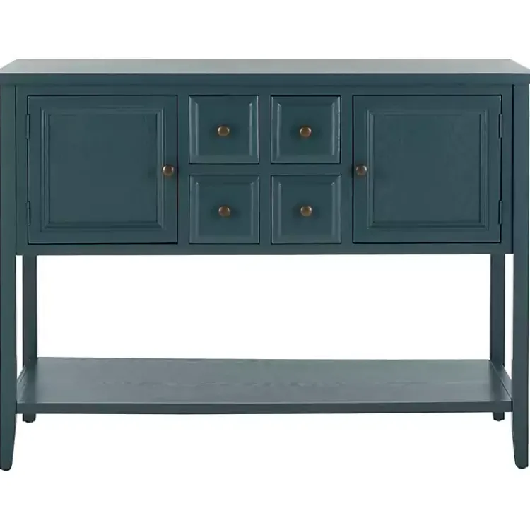 Cabinets & Sideboards-Kirklands Home Slate Teal 4-Drawer Charlotte Sideboard Blue