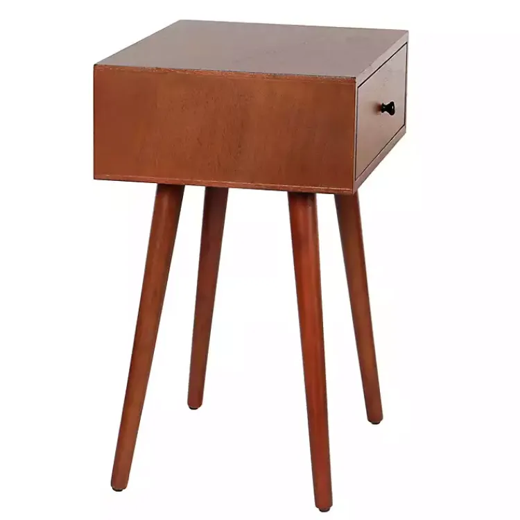 Accent & End Tables-Kirklands Home Walnut Wood 1-Drawer Arthur Accent Table Brown