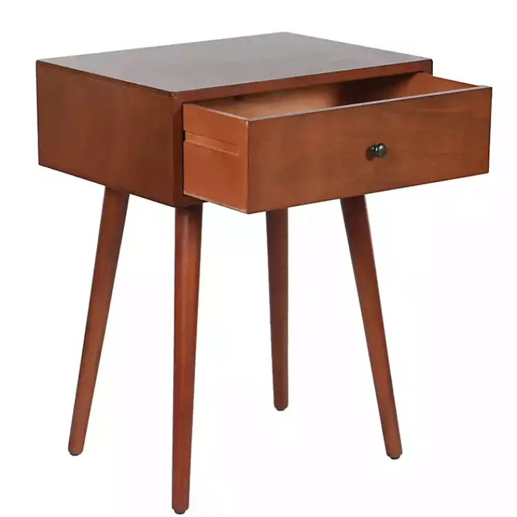 Accent & End Tables-Kirklands Home Walnut Wood 1-Drawer Arthur Accent Table Brown