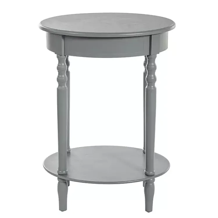Accent & End Tables-Kirklands Home Wood Oval Emily Accent Table Gray